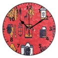 thumbnail image 1 of 9.84in Red Minimalist Creative Pattern PVC Canvas Wall and Table Clock with Canvas Texture, Black or Gold Hands, 1 of 11