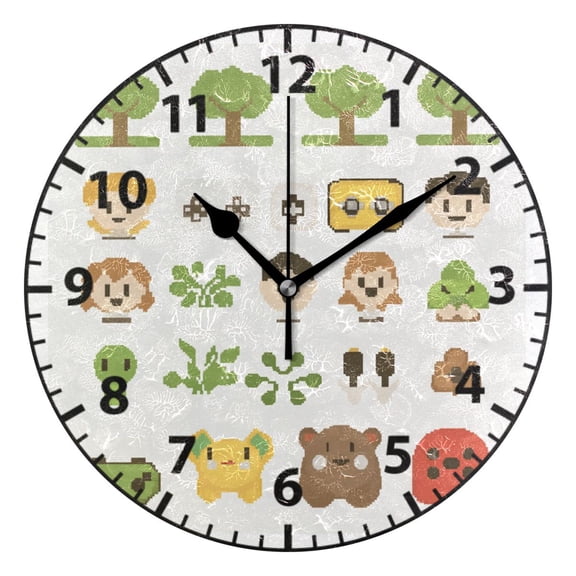 Retro Video Game Scene Wall Clock Modern Small Clock Black Hands for Office, Home, Bedroom,School 9.84in