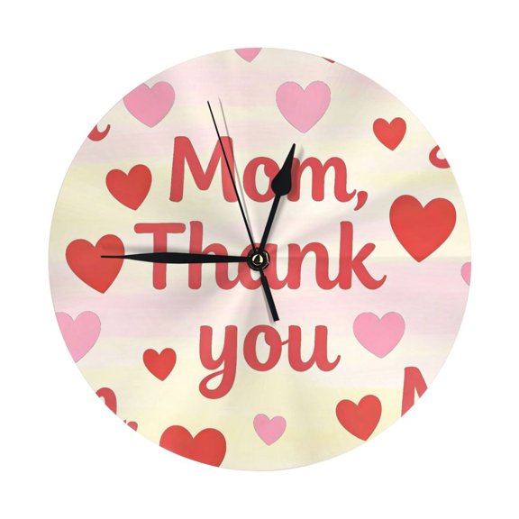 9.84in Round Wall Clock Frameless No Glass Silent Non-Ticking Pvc Board Stand For Tabletop Or Wall Kitchen Living Room Office Bedroom Happy Mother'S Day Thank You Mom (4)