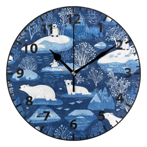 9.84in Sea Creatures PVC Canvas Wall and Table Clock with Canvas Texture, Black or Gold Hands