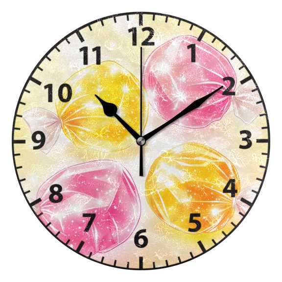 9.84in Shining Candy PVC Canvas Wall and Table Clock with Canvas Texture, Black or Gold Hands