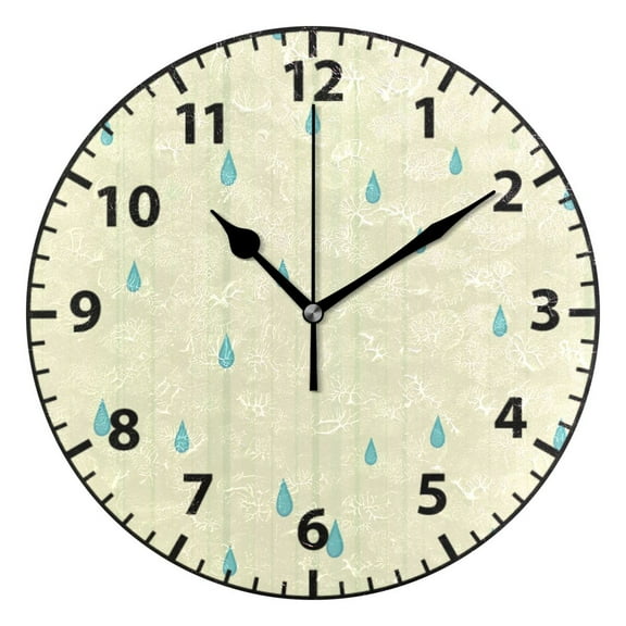 9.84in Shower PVC Canvas Wall and Table Clock with Canvas Texture, Black or Gold Hands