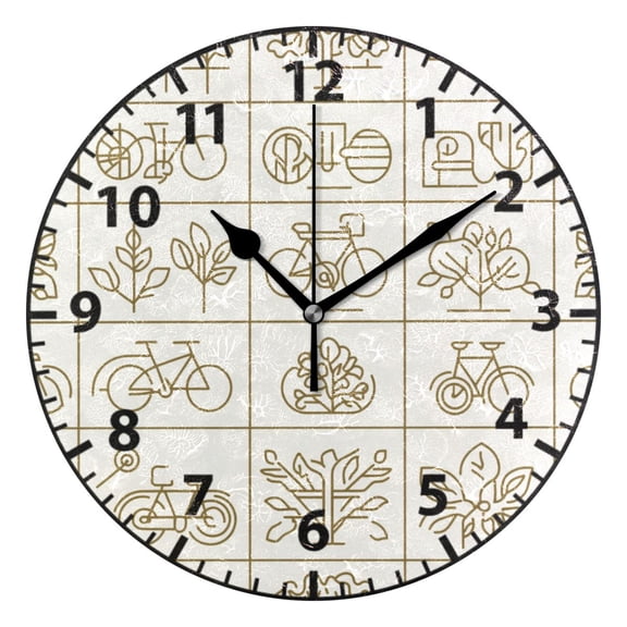 Simple Line Icons Wall Clock Modern Small Clock Black Hands for Office, Home, Bedroom,School 9.84in