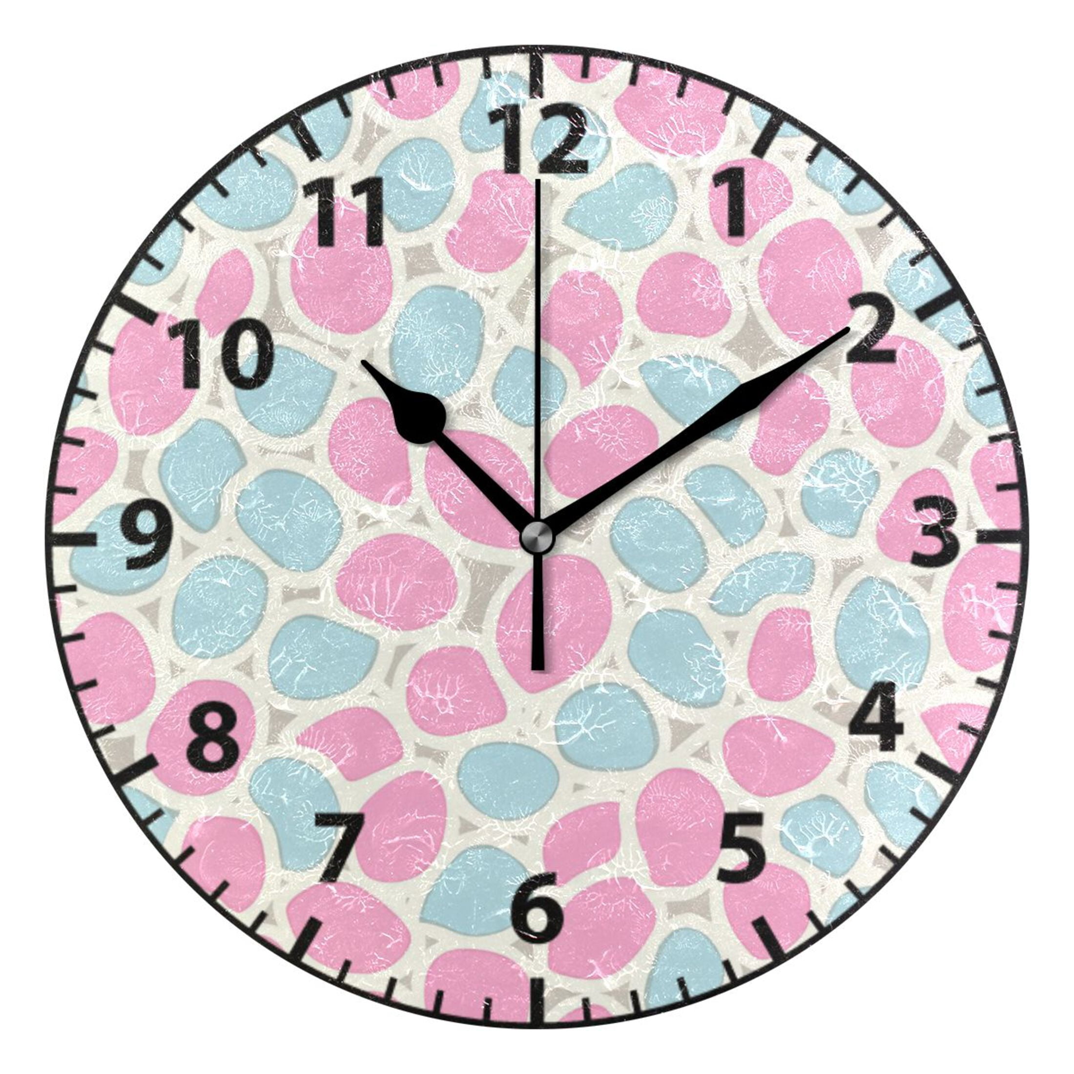 Clock Texture Simple 9.84in Simple Seamless Pattern PVC Canvas Wall and Table Clock with ...