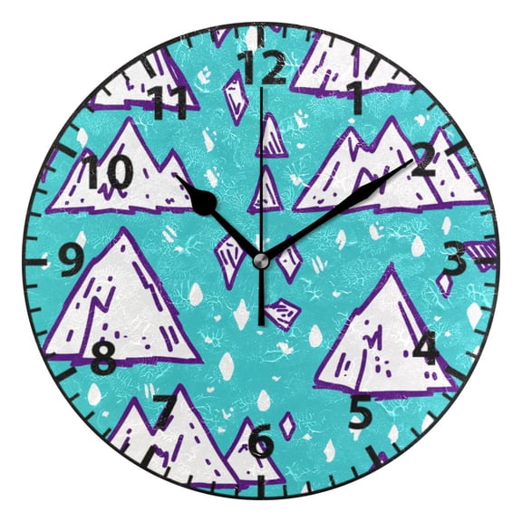 9.84in Snow Mountain Pattern PVC Canvas Wall and Table Clock with Canvas Texture, Black or Gold Hands