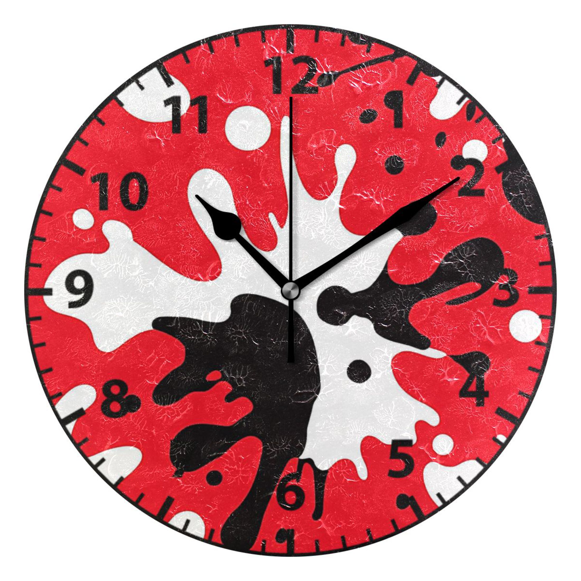 Clock Splatter Vector 9.84in Splatters Pattern Design PVC Canvas Wall and Table Clock with ...