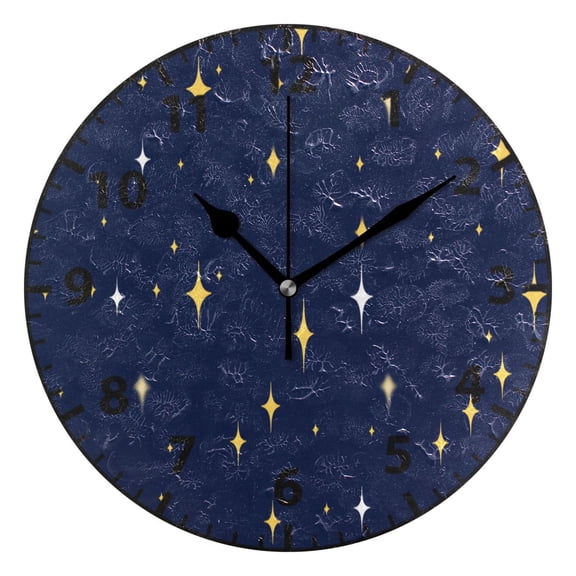 9.84in Starry Night PVC Canvas Wall and Table Clock with Canvas Texture, Black or Gold Hands