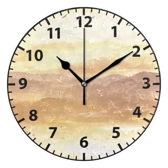 9.84in Sunset Landscape PVC Canvas Wall and Table Clock with Canvas Texture, Black or Gold Hands