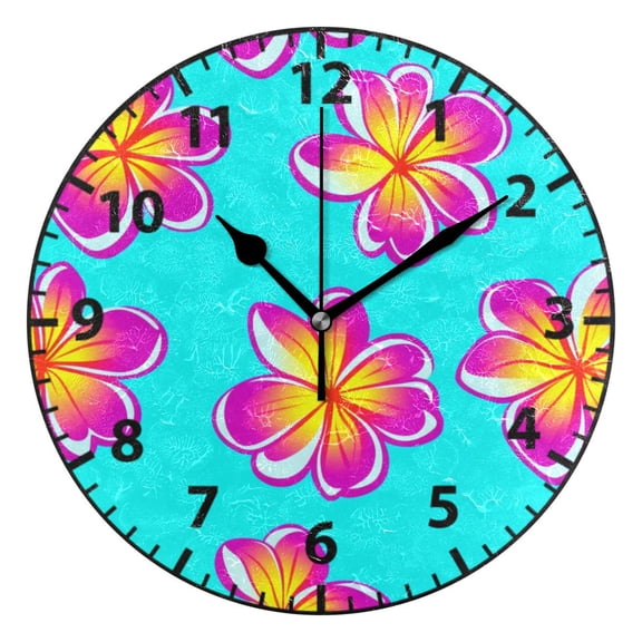 9.84in Vibrant Flowers Pattern Design PVC Canvas Wall and Table Clock with Canvas Texture, Black or Gold Hands