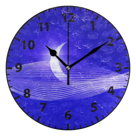 Wavy Moonlight Wall Clock Modern Small Clock Black Hands for Office, Home, Bedroom,School 9.84in