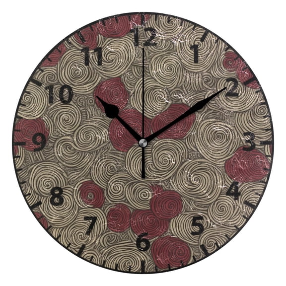 9.84in Whimsical Swirl Patterns PVC Canvas Wall and Table Clock with Canvas Texture, Black or Gold Hands
