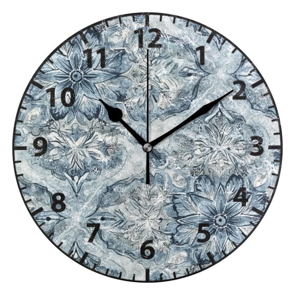 9.84in Winter Theme Flowers PVC Canvas Wall and Table Clock with Canvas Texture, Black or Gold Hands