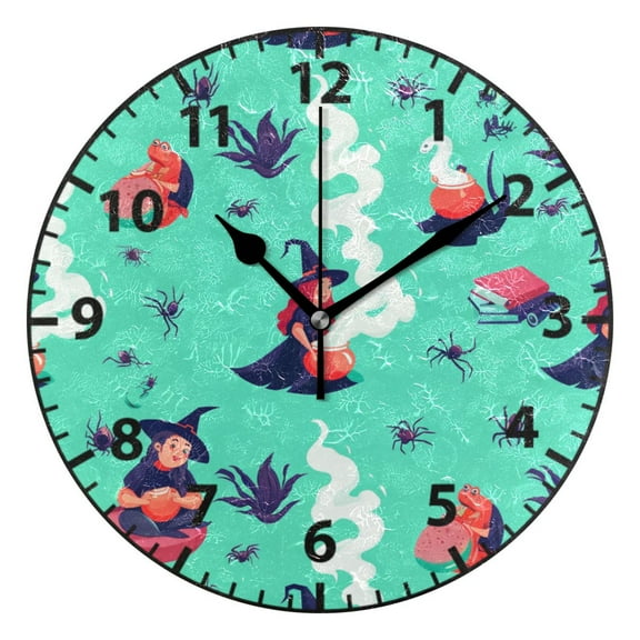 Witches Brewing Potions Wall Clock Modern Small Clock Black Hands for Office, Home, Bedroom,School 9.84in