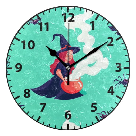Witches Wall Clock Modern Small Clock Gold Hands for Office, Home, Bedroom,School 9.84in