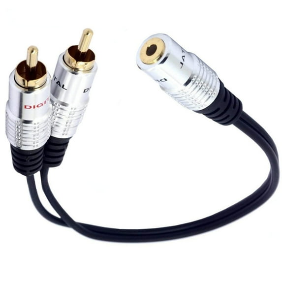 9.84inch 3.5mm Female to 2RCA Male Cable with Gold Plated Tip, 3.5 Plug to 2RCA Plug Splitter Adapter Line