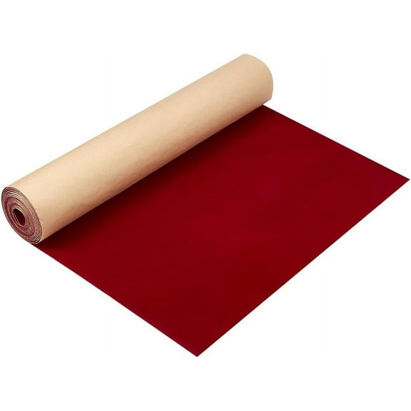 9.84x1.3Feet Self Adhesive Felt Fabric Dark Red Adhesive Velvet Flocking Liner with 3Pcs Metallic Wire Twist Ties