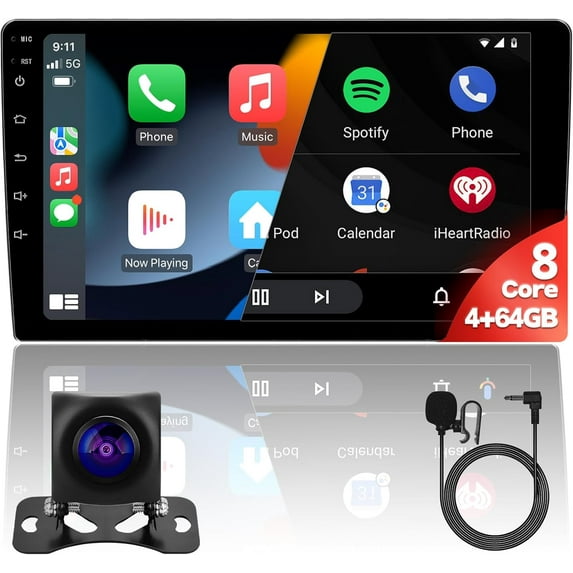 9'' 8Core 4+64GB QLED Full Touch Double Din Stereo Radio Audio Video ...