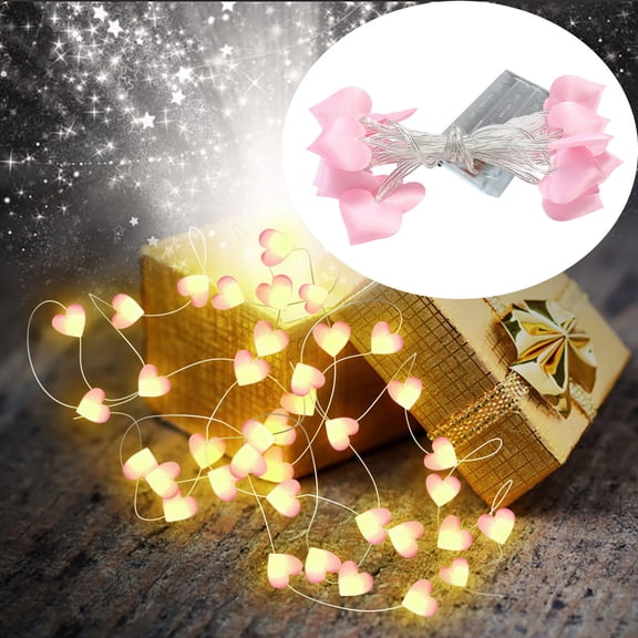 9.8FT Pink Heart String Lights - Battery Operated with 10 LED Lights Valentine's Decoration for Indoor Outdoor, Proposal, Anniversary & Party