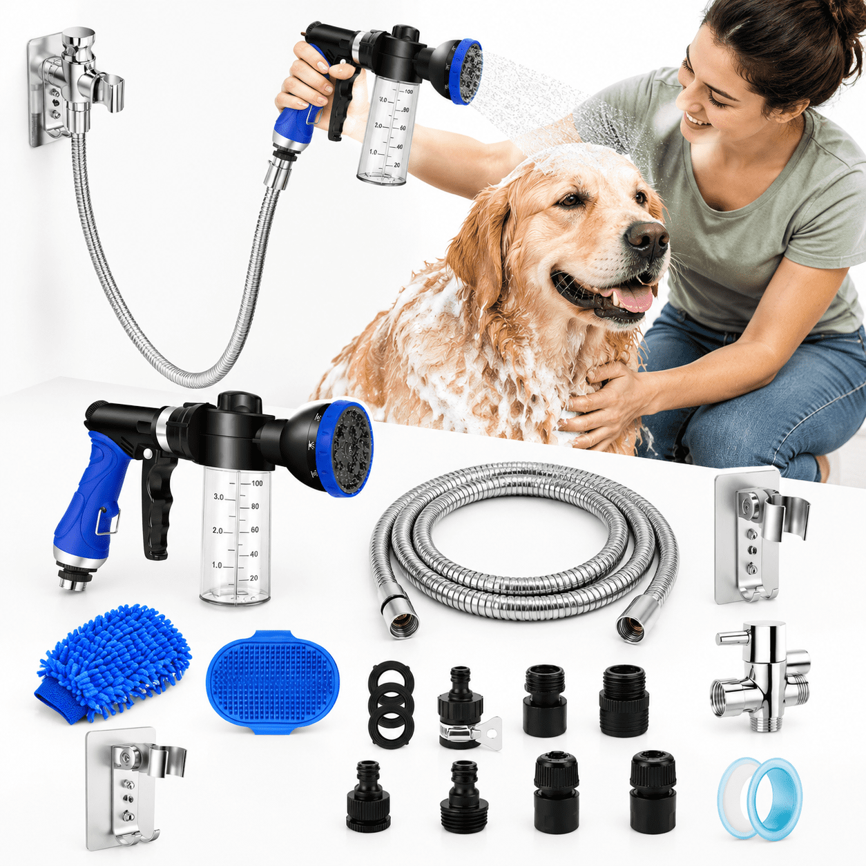 9.8FT Tub Faucet Sprayer Attachment For Dog Shower, Pet Bathing and ...