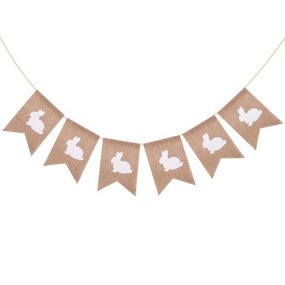 9.8Ft Burlap Bunny Banner, Burlap Pennant Flag Linen Bunting Garland Streamers for Birthday Wedding Baby Shower Engagement Camping Rustic Boho Spring Easter Holidays Graduation Party Decorations