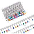 thumbnail image 1 of 9.8Yard Hanging Beads Fringe Lace 1-7/8inch Wide Rhinestone Braided Ribbons Silver Sequins Ribbon with Colorful Rhinestone Fringe Trim, 1 of 9