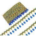 thumbnail image 1 of 9.8Yards(9m) Hanging Beads Fringe Lace 1.9inch Wide Blue Rhinestone Bead Fringe Trim Polyester Sewing Fringe Tassel Trim by The Yard for Handmade DIY Clothing Curtain Decoration, 1 of 9