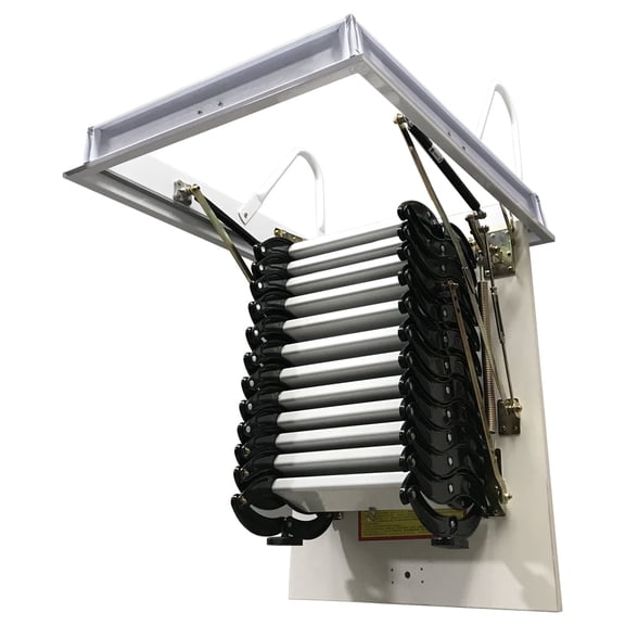 9.8ft Attic Ceiling Folding Ladder 27.56x35.43in Aluminum Magnesium Alloy Hidden Telescopic Loft Stair 12 Steps