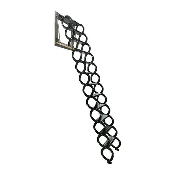 9.8ft Attic Pull Down Ladder Stairs Hidden Folding Loft Ladder Stairs 12 Steps Black Aluminum Alloy 500LB Loading Capacity