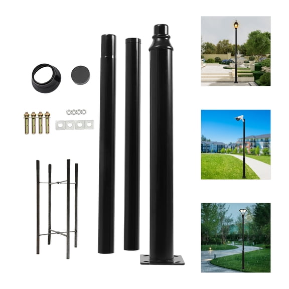 9.8ft Outdoor Split Street Light Pole Galvanized & Powder Coated Iron Lamp Post with 220lb Load Capacity for Yard, Garden