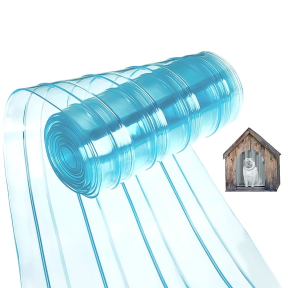 9.8ft Plastic Vinyl Replacement Strip 7.2inch Wide Dark Turquoise Clear Ribbed PVC Curtain DIY