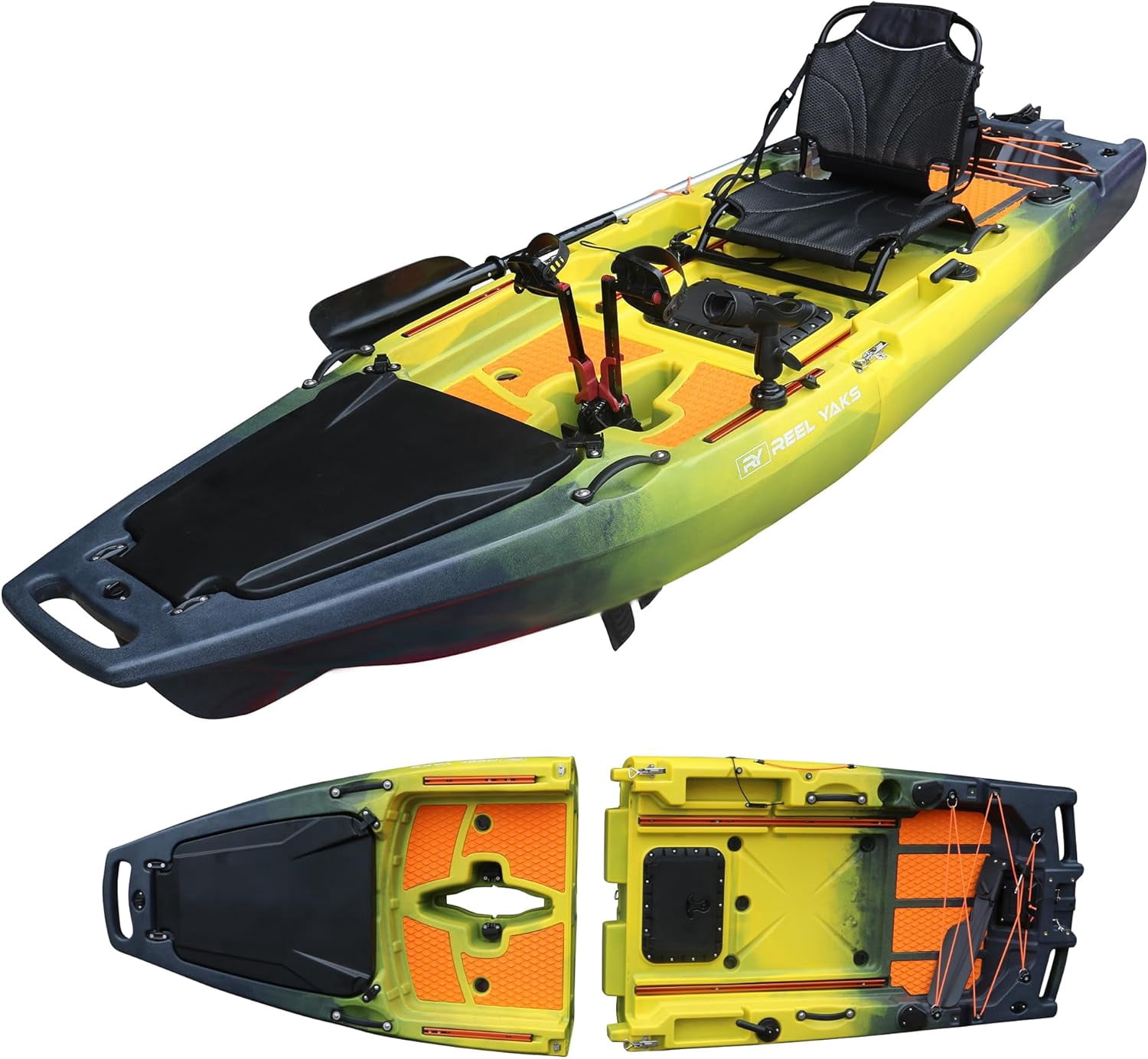 Reel Yaks Rocket Modular Fishing Kayak - 9.8ft Lightweight Fin Drive, Sit On Top Kayak for Adults & Youth - Stable & Portable, Ideal Space-Saving Design for Travel - 400 lbs Capacity - Gray