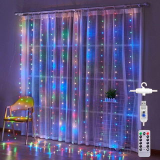 Morttic LED Curtain String Lights, 8 Modes USB Fairy String Light with Remote  Control, Christmas, Backdrop for Indoor Outdoor Bedroom Window Wedding  Party Decoration (10ft x 3.3ft,Muticolor) 