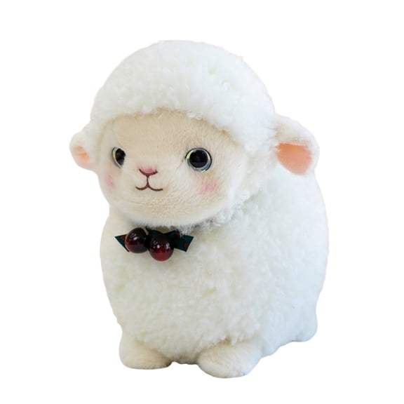 9.8in Curly Wool Sheep Plush Toy, Soft Stuffed Animal Lamb Doll, Adorable Farm Animal Home Decoration, Fluffy Textile Companion, White