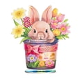 thumbnail image 1 of 9.8in Easter Bunny Flower Pot Diamond Art Standee, PVC Rhinestone Tabletop Decor for Spring Holiday Display, 1 of 5