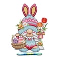 thumbnail image 1 of 9.8in Easter Gnome Bunny Diamond Art Standee, PVC Rhinestone Spring Tabletop Decor with Floral Accent, 1 of 5