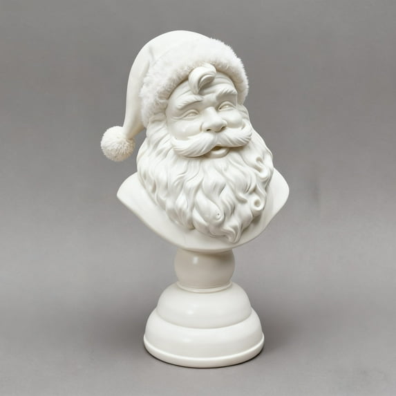 9.8in Milky white Silica gel Santa Statue Artistic atmosphere Christmas Tabletop Decor Holiday Figurine Decoration for Indoor, Mantel or Window Sill Display 1PC