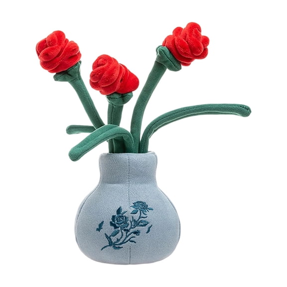 9.8in Plush Flower Plant Toy Rose Bouquet Stuffed Animal Decorative Gift for Kids and Home Decoration