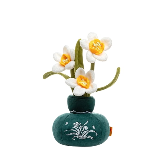 9.8in Potted Flower Plant Plush Toy, Soft Stuffed Sunflower Figure for Desktop Decoration, Adorable Faux Greenery Doll, Garden Themed Home Office Decor Accent