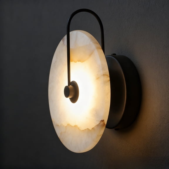 9.8in Round alabaster wall sconce Equipped with LED bead light source, no harsh glare from the sides