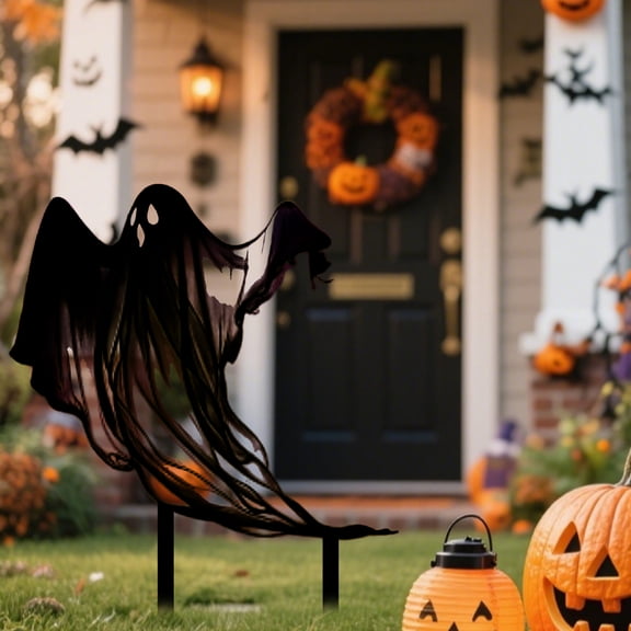 9.8in Scarecrow Screaming Ghost Garden Stake, Metal Scary Halloween Decorations Outdoor Scary Ghost, Halloween Scary Scream Scarecrow Decorations,Metal Garden Art for Halloween Decor
