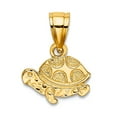 thumbnail image 1 of 9.8mm 10k Solid Yellow Gold Flat and Engraved Mini Turtle Charm Pendant Necklace for Women, 1 of 2
