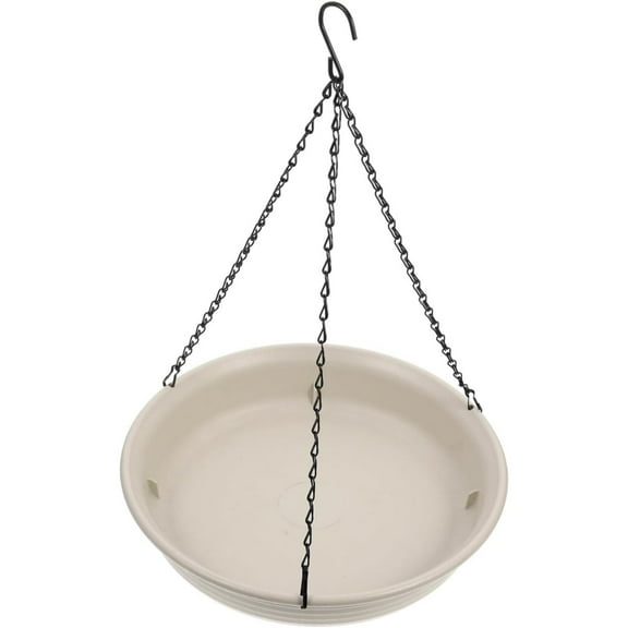 9.8x2In Beige Hanging Birdbath,Heavy Duty Wildlife Feeder Bird Water,Hanging Resin Wildlife Bath Tray with Chain for Garden,Patio