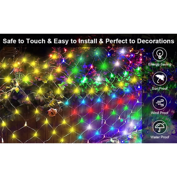 9.8x6.5FT Cold White Christmas Net Lights  360 LED 8 Modes with Remote Connectable IP44 Waterproof (UL Certified, Indoor/Outdoor Decor)
