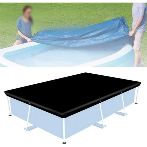 9.8x6.6 FT Rectangular Pool Cover for Above Ground Pool, Solar Oval Pool Cover Protection, Ideal for Rectangular/Oval Frame Pool Waterproof & UV-Resistant (Black)
