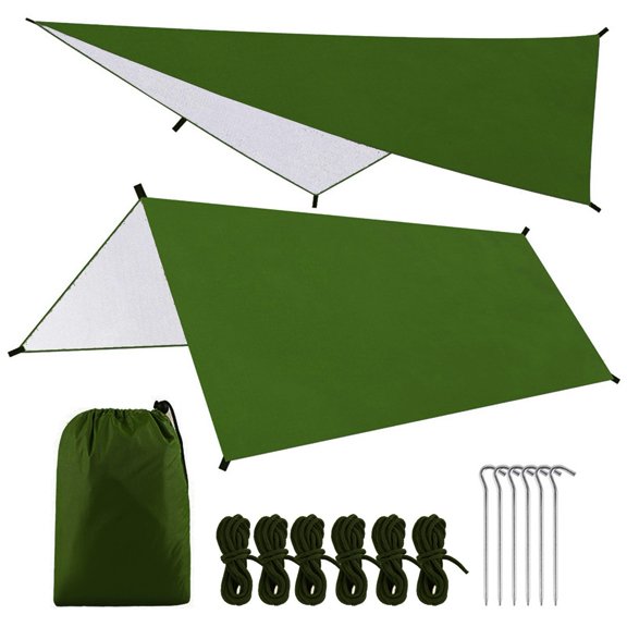 9.8x9.8ft Waterproof Camping Tarp Hammock Sunshade Rain Shelter