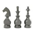 thumbnail image 1 of 9", 9", 8"H Gray Aluminum Metal King, Knight, Bishop Chess Sculpture, by DecMode (3 Count), 1 of 8