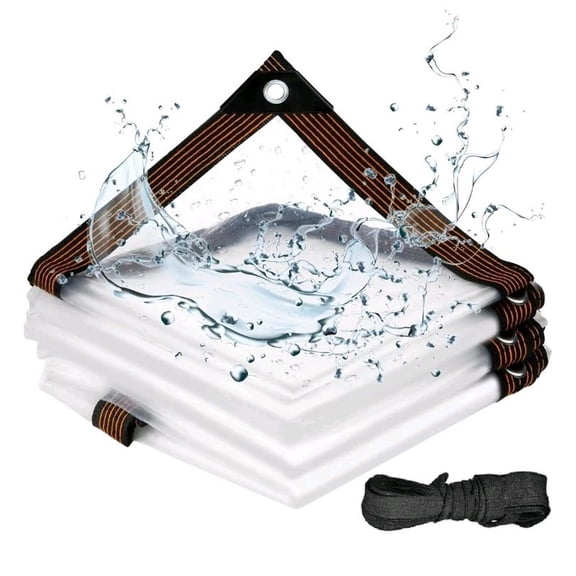 9'9"x13 Vinyl Tarp Heavy Duty Waterproof, Clear With Grommets, Reinforced Edges