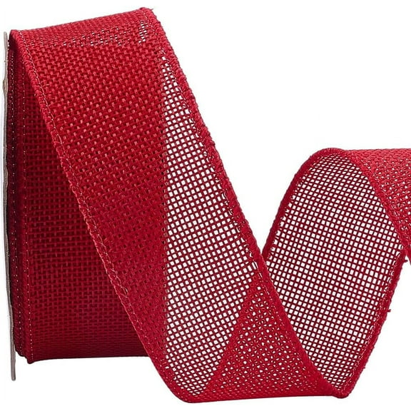 9.95 Yards 1.5 Inch Red Burlap Ribbon Wired Edge Christmas Weave Natural Jute Rustic Decorative Craft Burlap Fabric Ribbon DIY Crafts Gift Wrapping Party Decors