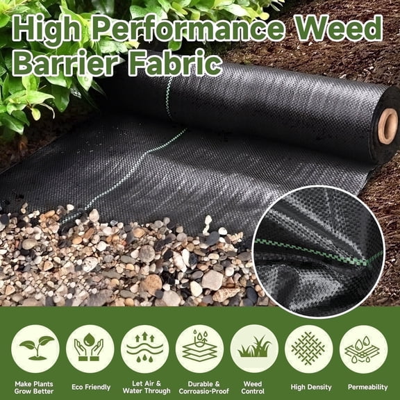 Lcgod 6.6x33ft High-Permeability Weed Barrier Fabric with 30 Ground Nails, Heavy Duty Landscape Fabric for Gardens, Lawns & Landscaping
