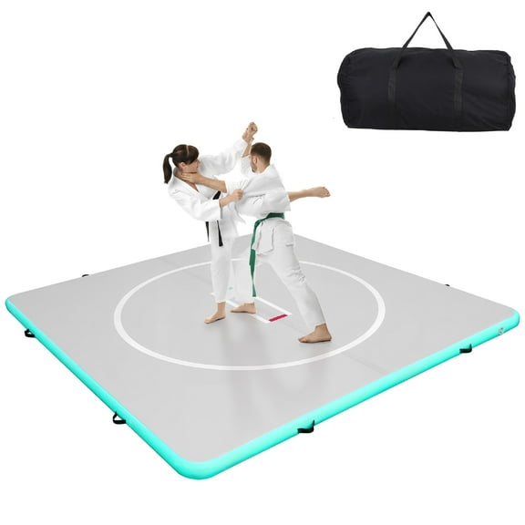 9.9x9.9Ft Inflatable Wrestling Mat - Thick PVC Mat for Home Use, Waterproof Foldable Training Mat